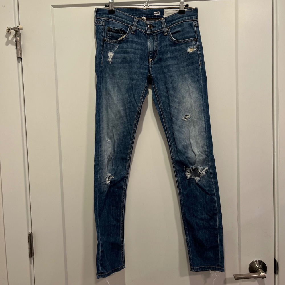 Rag & Bone Skinny Jeans Canyon Wash Distressed Ripped Denim W1590K510CAN Size 24